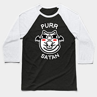 Purr Satan - Black Baseball T-Shirt